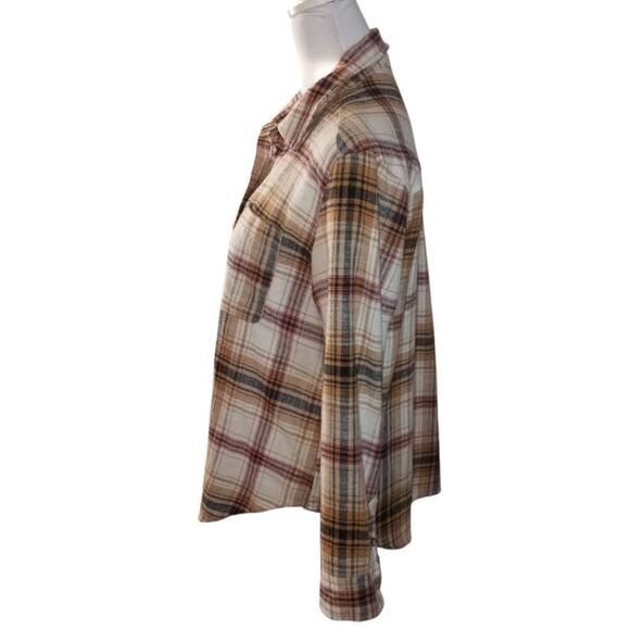 LOVE TREE CREAM & BROWN FLANNEL BLOUSE SZ.S EUC. - Picture 7 of 11